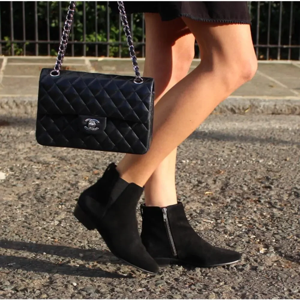 Isabel Marant Etoile Patsha Black Suede Ankle Boots Booties Side Zip Western 38 - Picture 12 of 14